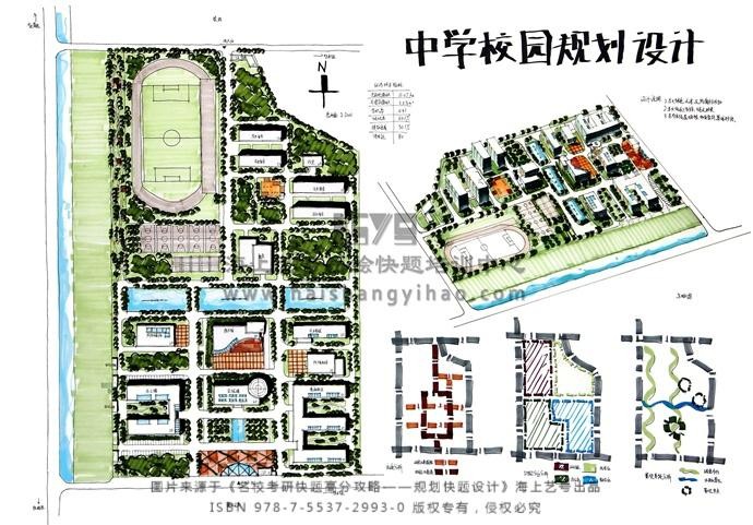 街道绿化快题设计图-城市规划快题案列 中学校园规划