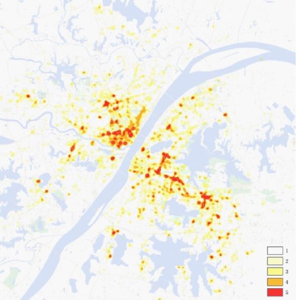 基于百度热力图的城市空间结构研究——以武汉市主城区为例